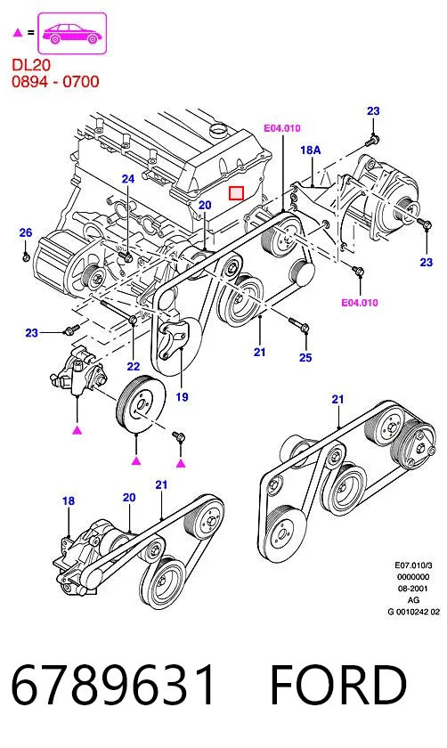 Натяжитель клинового ремня на Ford Transit IV E