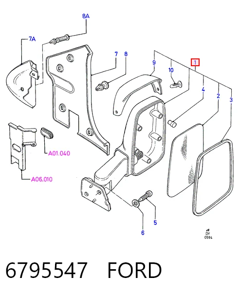 Левое боковое зеркало на Ford Transit IV T