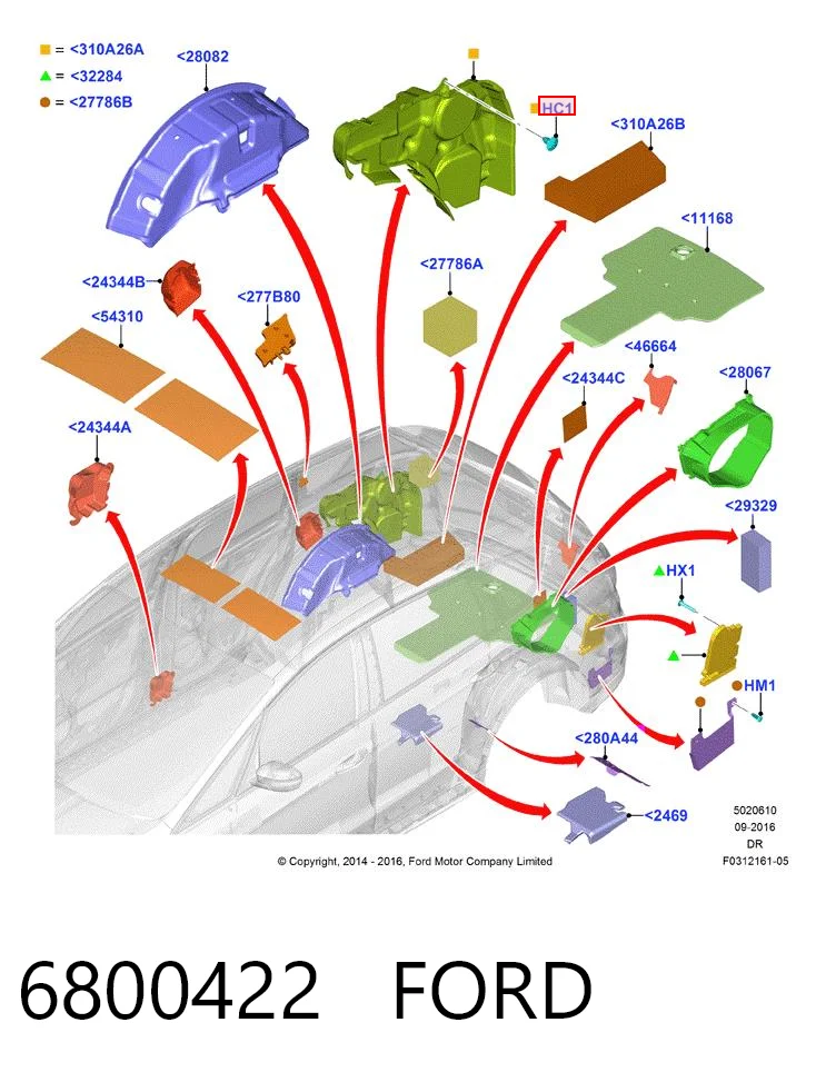 6800422 Ford Пистон (клип) крепления обшивки крышки багажника