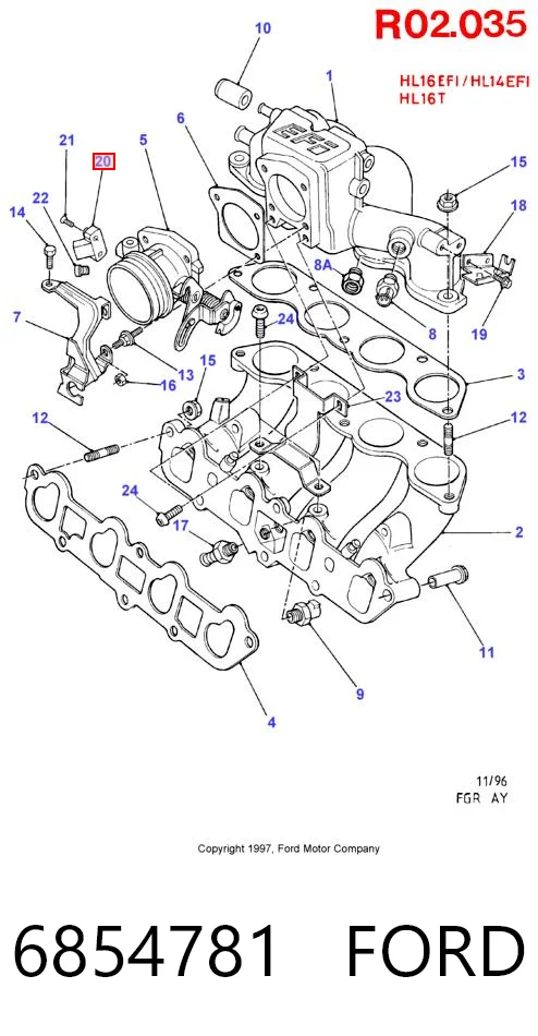 6854781 Ford Датчик положения дроссельной заслонки