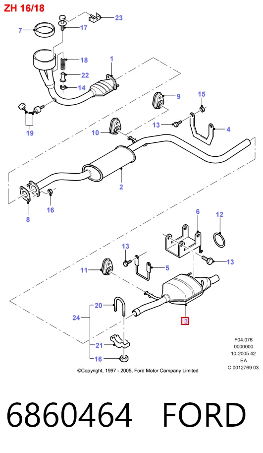 Выхлоп задний Ford Escort VII универсал (GAL, ANL) (1995 - 1999) цена, от 46.47 USD