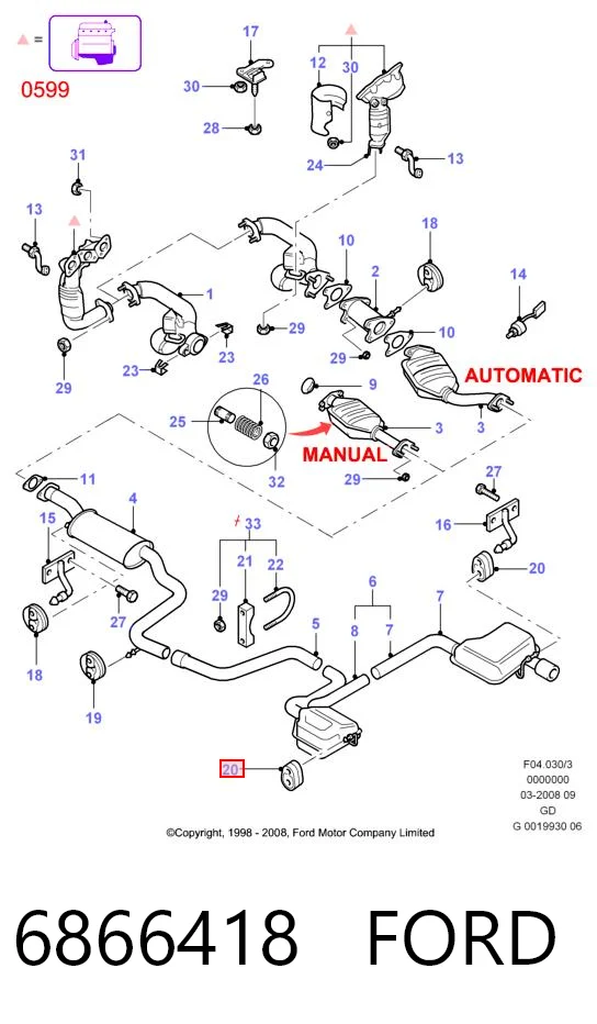 6866418 Ford Крепление глушителя