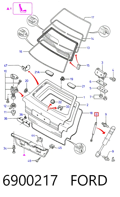 6900217 Ford Амортизатор крышки багажника