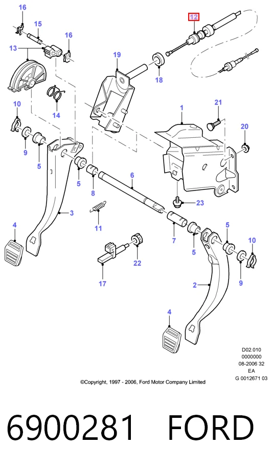 6900281 Ford Трос сцепления