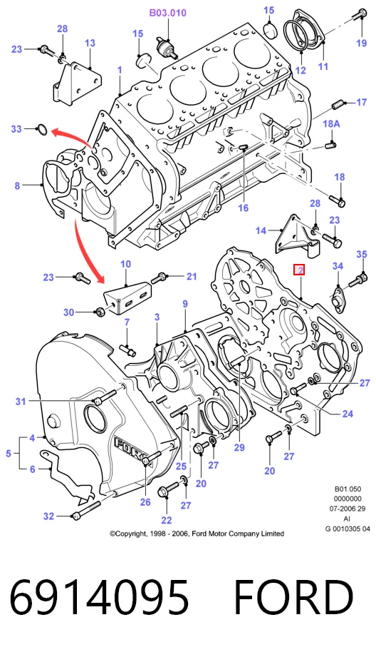 Крышка мотора передняя Ford 934F6K011AB цена, от 118.51 USD