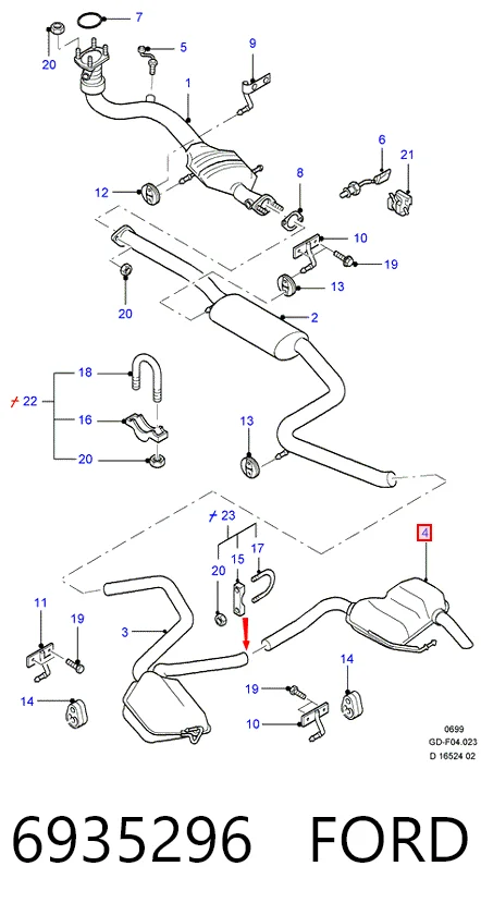 Выхлоп задний Ford Mondeo I хэтчбек (GBP) (1993 - 1996) цена, от 57.32 USD