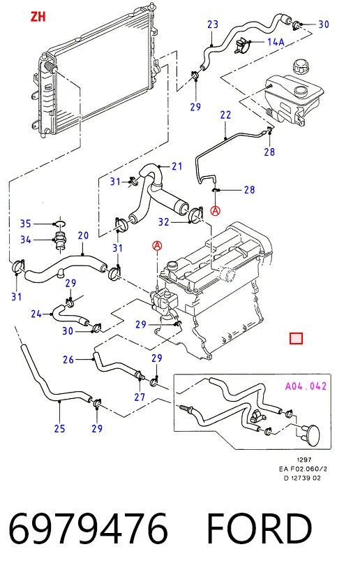 Шланг/патрубок системы охлаждения Ford Escort VII хэтчбек (GAL, AAL, ABL) (1995 - 1998) цена, от 22.32 USD