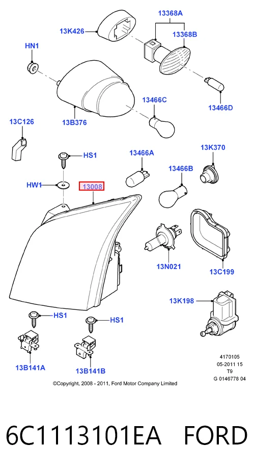 6C1113101EA Ford Фара