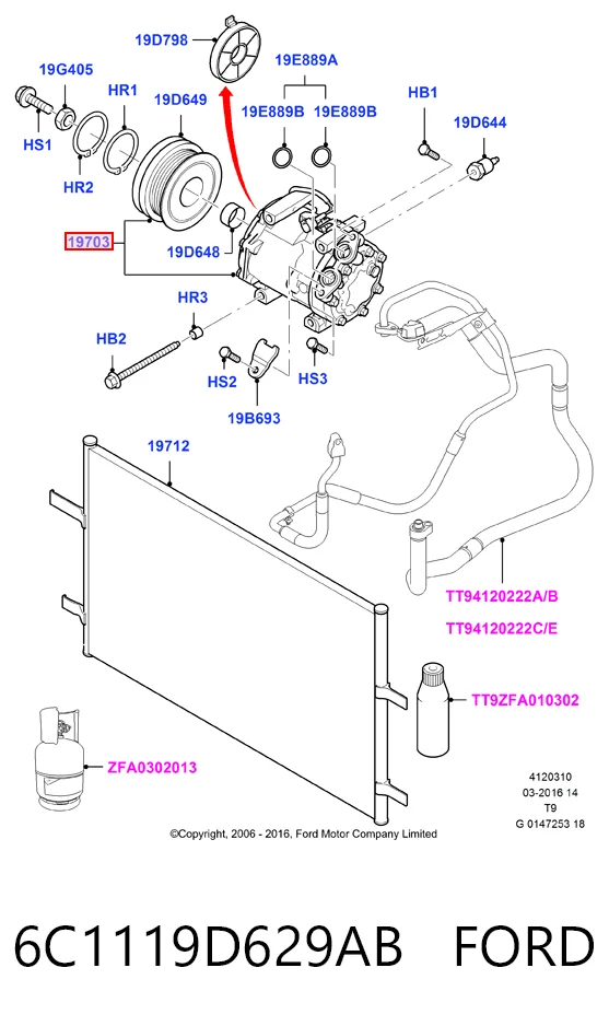 6C1119D629AB Ford Компрессор хладагента