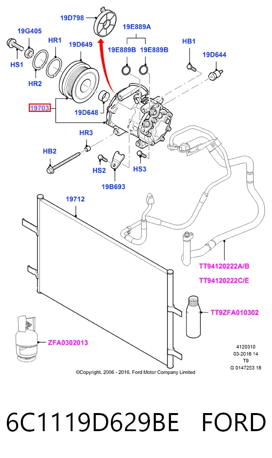 6C1119D629BE Ford Компрессор хладагента