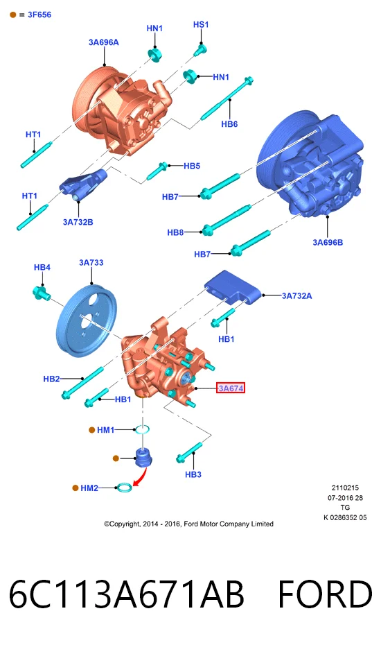 6C113A671AB Ford ГУР руля