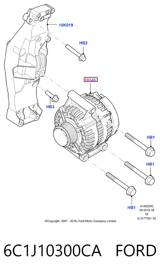 6C1J10300CA Ford Генератор автомобильный