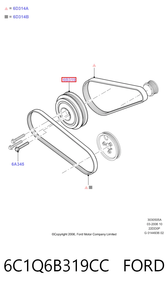6C1Q6B319CC Ford Шкив коленчатого вала