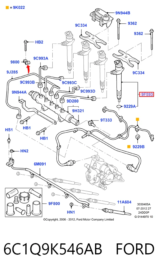 6C1Q9K546AB Ford Топливные форсунки