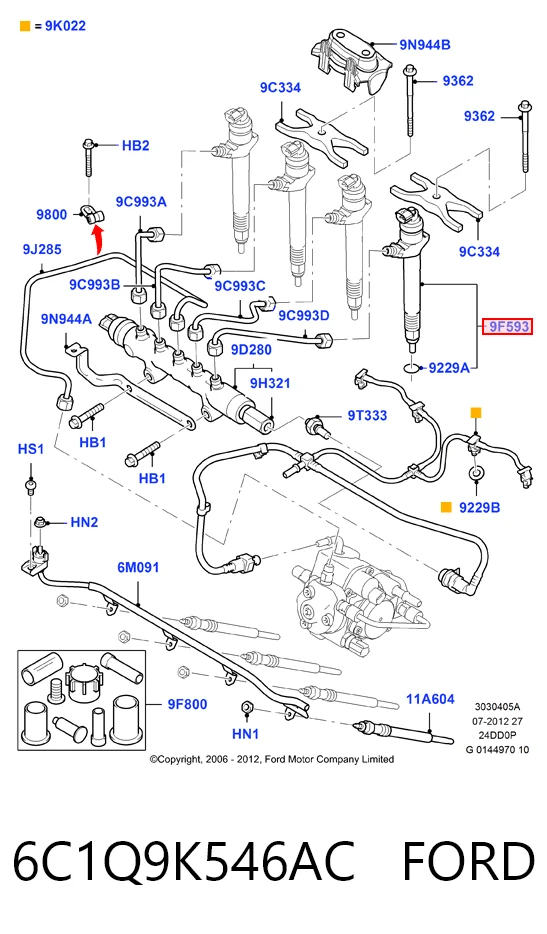 6C1Q9K546AC Ford Топливные форсунки
