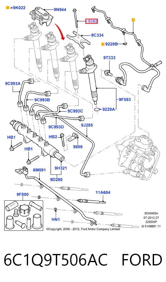 Болт крепления форсунки 9659327680 Fiat/Alfa/Lancia