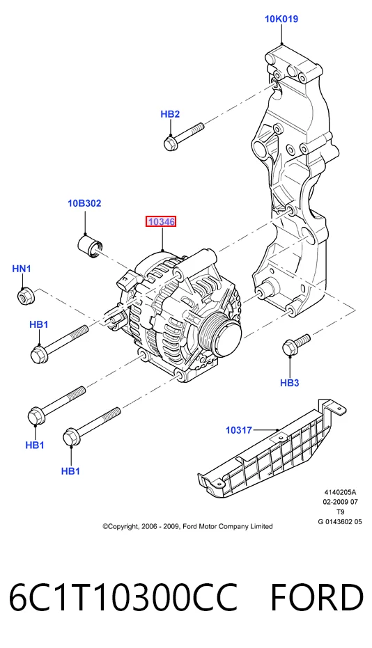 6C1T10300CC Ford Генератор автомобильный