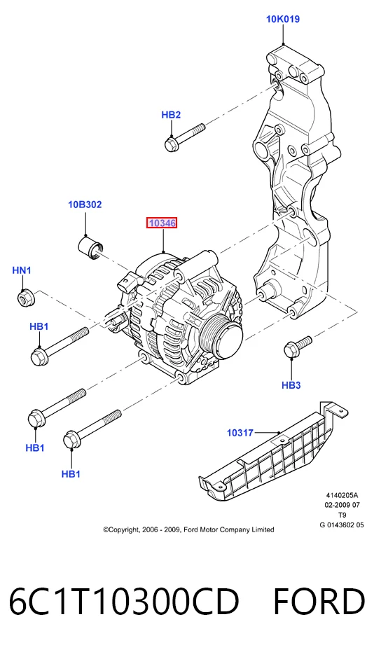 6C1T10300CD Ford Генератор автомобильный