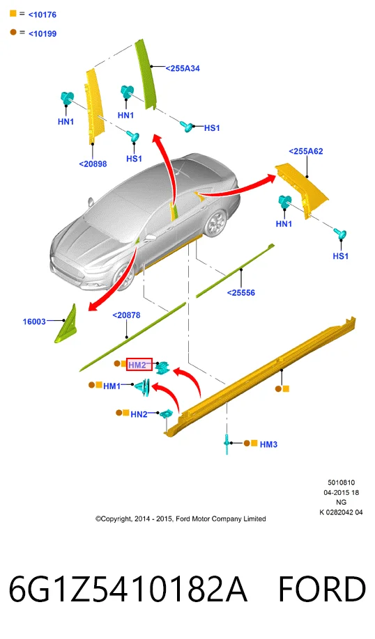 6G1Z5410182A Ford Пистон (клип) крепления накладок порогов