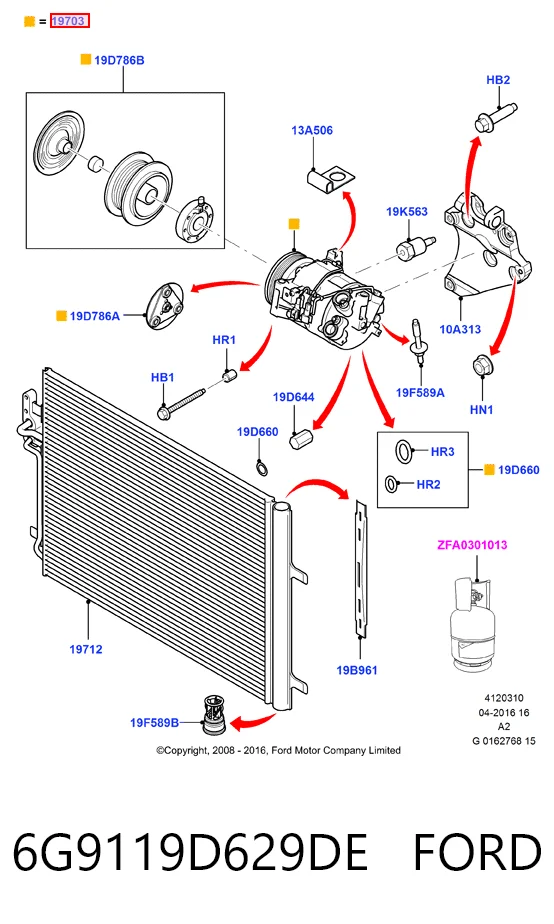 6G9119D629DE Ford Компрессор хладагента
