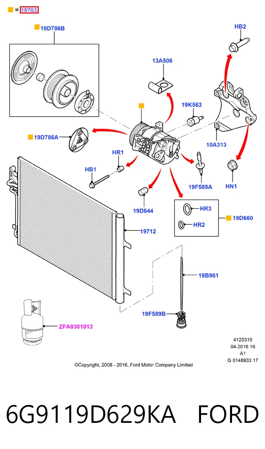6G9119D629KA Ford Компрессор хладагента