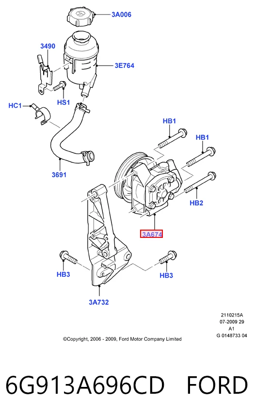 6G913A696CD Ford ГУР руля