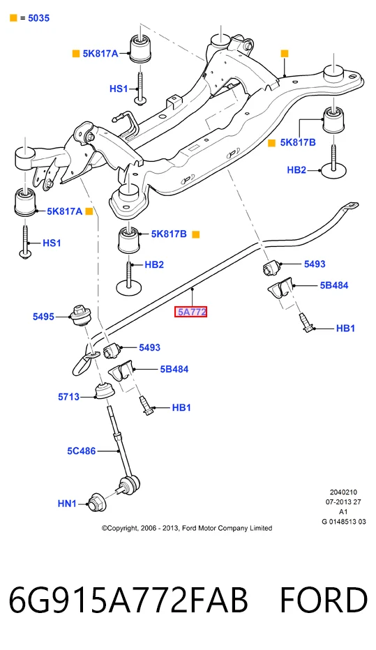 Стабилизатор задней балки на Ford Galaxy II CA1 WA6