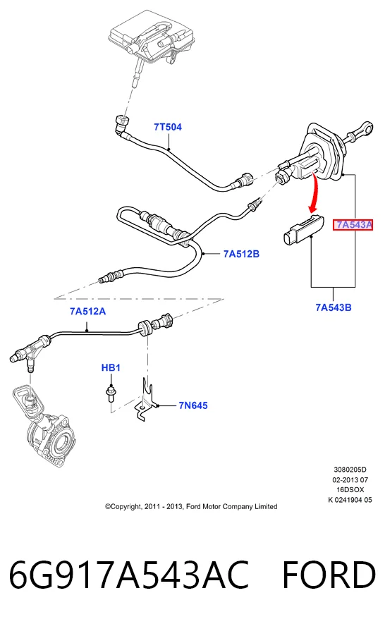 6G917A543AC Ford Цилиндр сцепления, главный