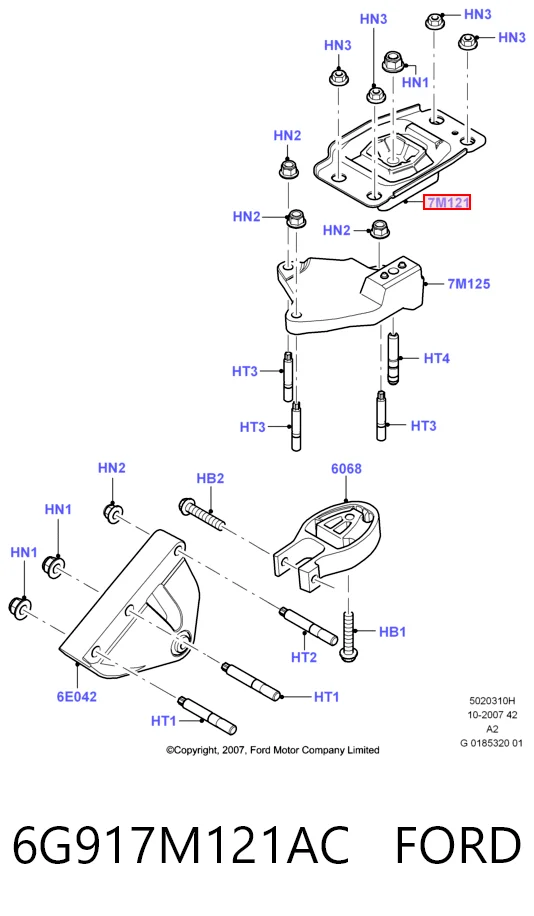 6G917M121AC Ford Подушка (опора) двигателя, левая