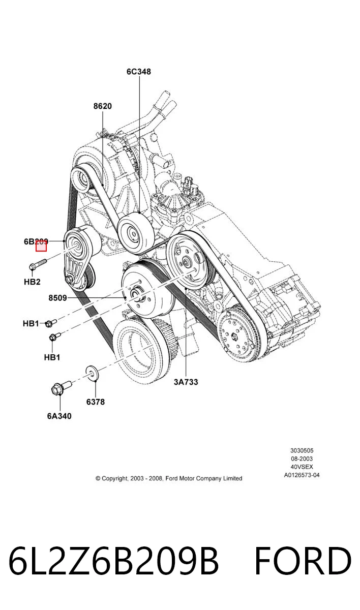 6L2Z6B209B Ford Натяжитель клинового ремня
