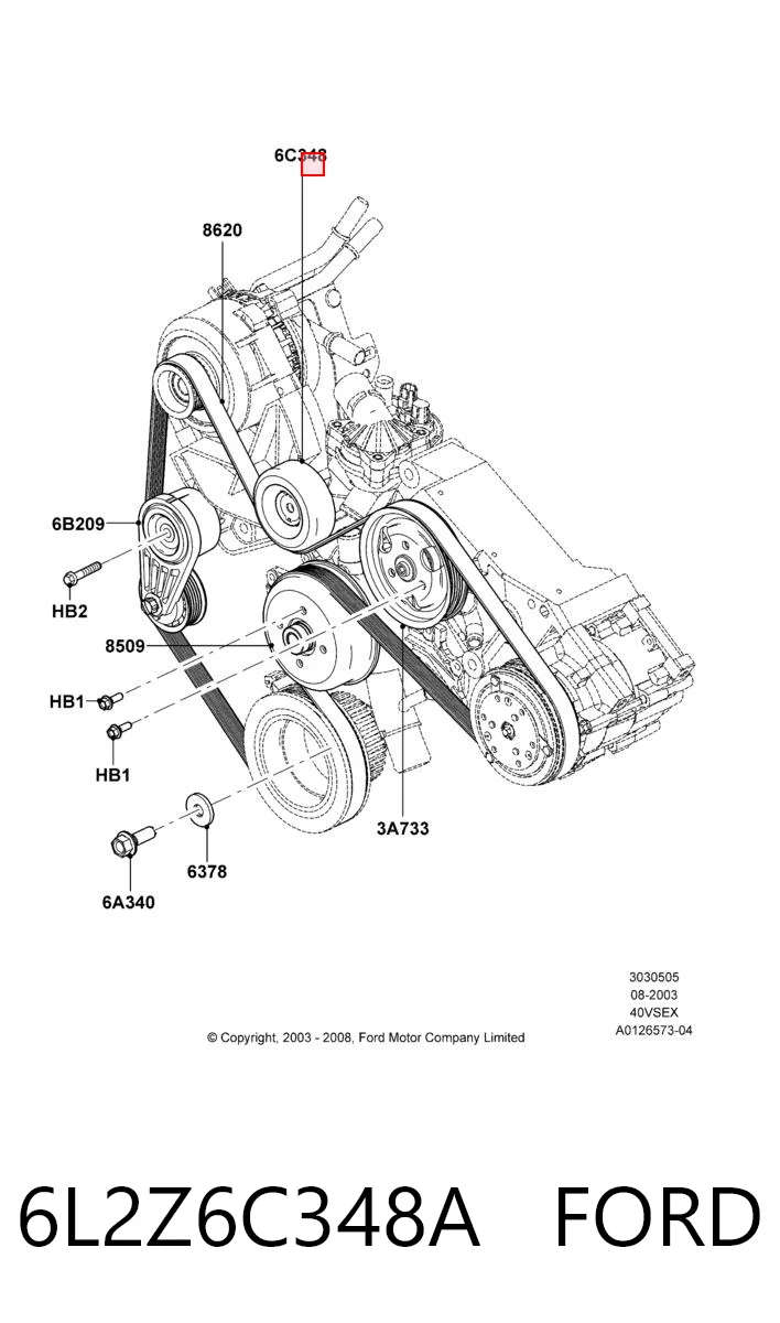 6L2Z6C348A Ford Ролик натяжителя ремня агрегатов