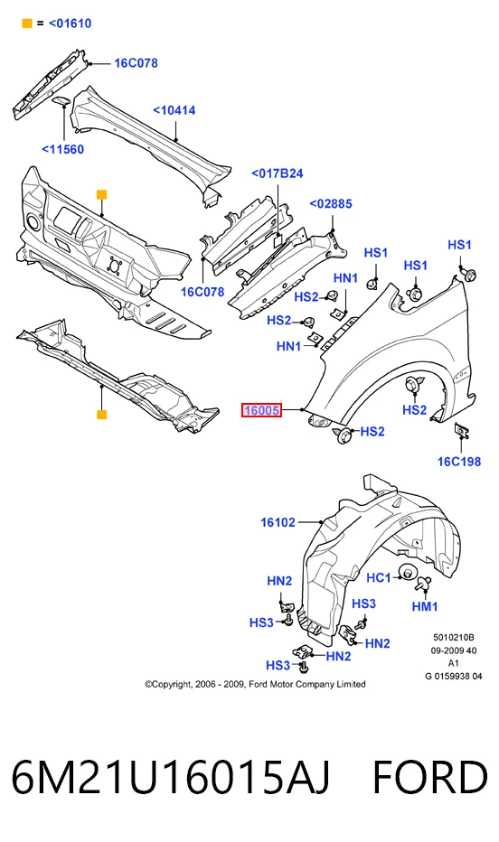 Переднее правое крыло на Ford Galaxy II CA1 WA6