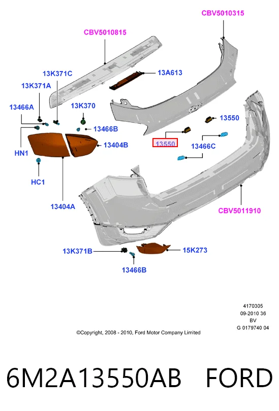 6M2A13550AB Ford Фонарь освещения номера