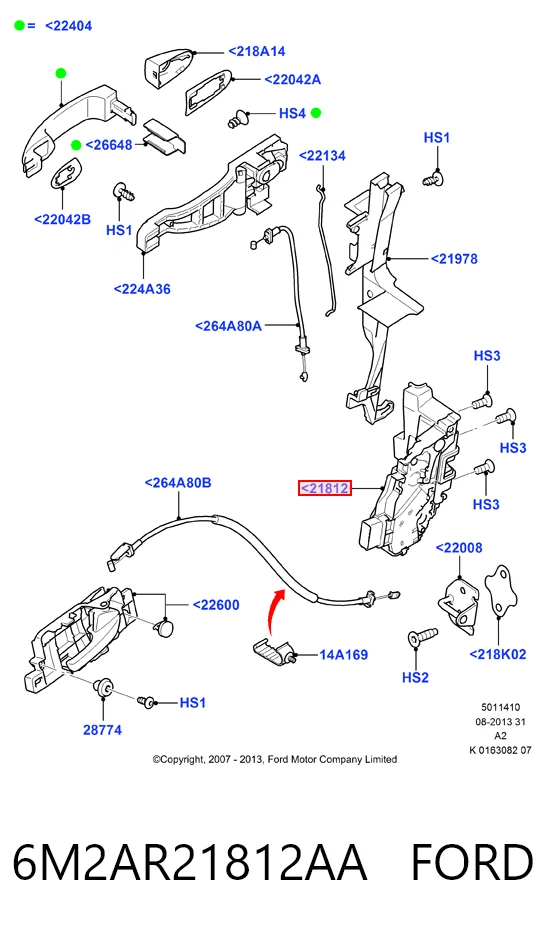 Внутренний дверной замок на Ford Mondeo IV CA2
