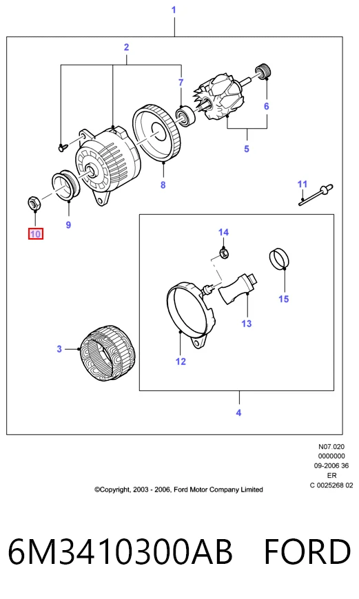 6M3410300AB Ford Генератор автомобильный