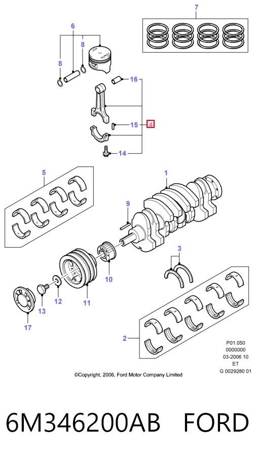 6M346200AB Ford Шатун двигателя