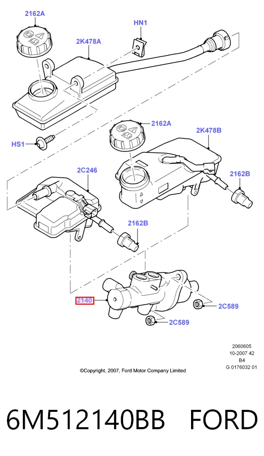 6M512140BB Ford Цилиндр тормозной, главный