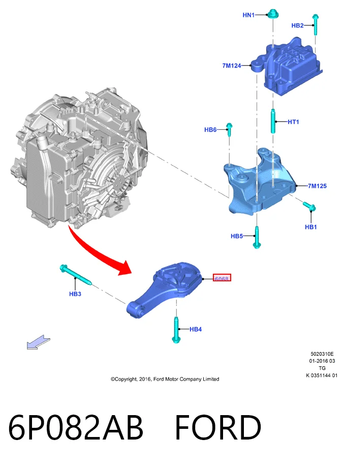 6P082AB Ford Опора КПП