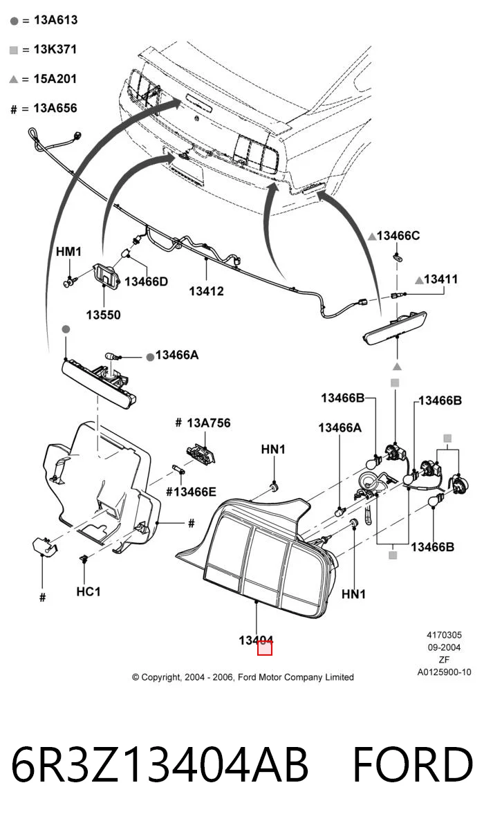 6R3Z13404AB Ford Фонари задние