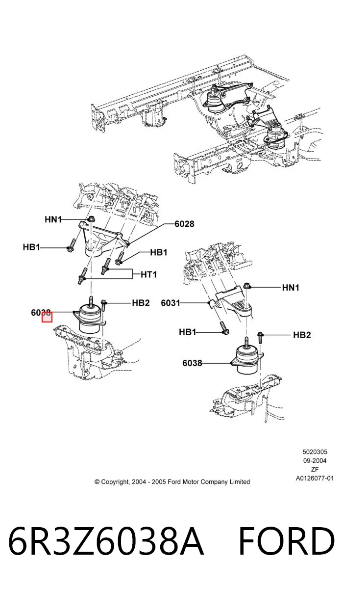 6R3Z6038A Ford Опора двигателя, левая/правая