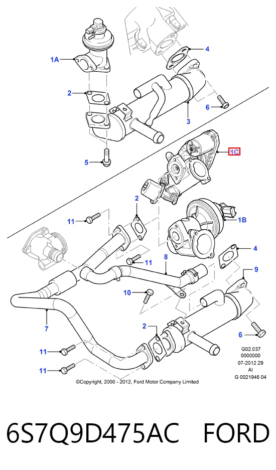 6S7Q9D475AC Ford Клапан рециркуляции отработавших газов EGR