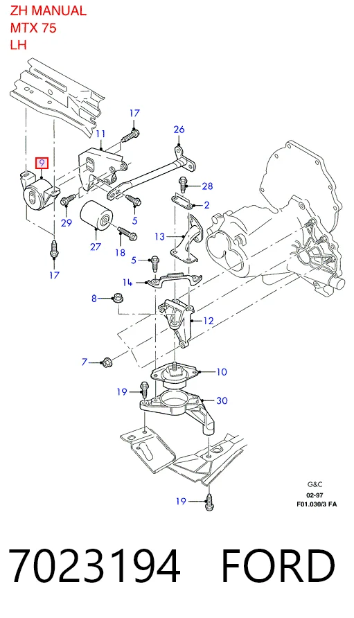 Гидроопора двигателя передняя Ford Escort VII хэтчбек (GAL, AAL, ABL) (1995 - 1998) цена, от 25.60 USD