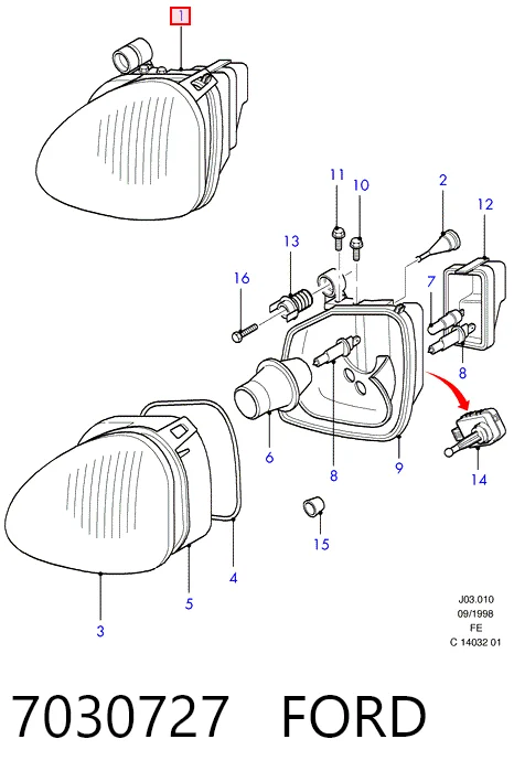 Фара левая Ford Scorpio II седан (GFR, GGR) (1994 - 1998) цена, от 266.14 USD