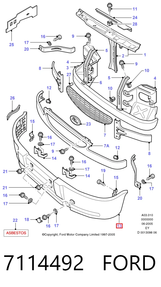 Бампер передний в сборе на Ford Transit IV E