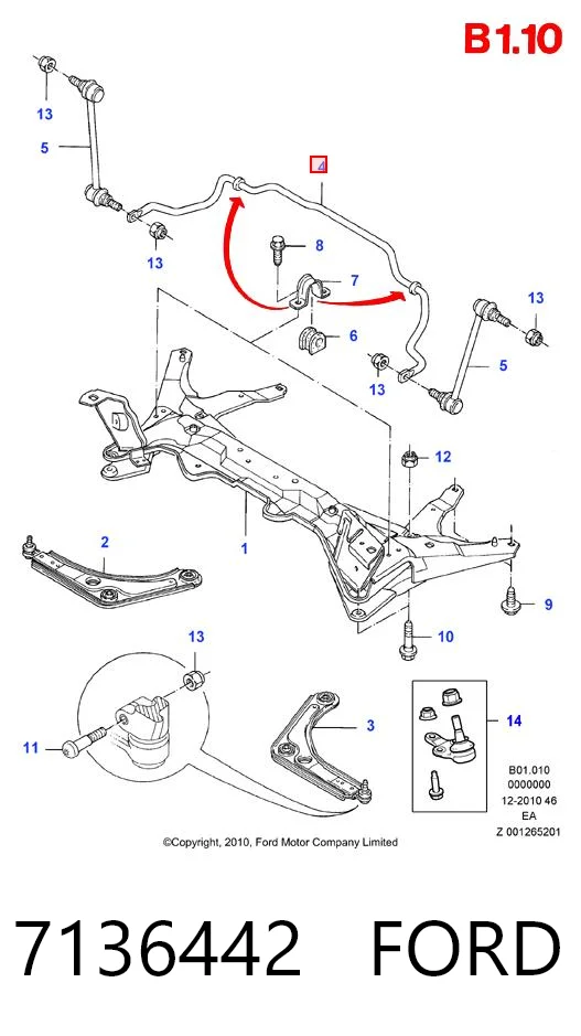 Стабилизатор поперечной устойчивости передний Ford Escort V хэтчбек (GAL) (1990 - 1992) цена, от 34.32 USD