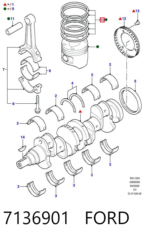 02234100 Mopart Комплект поршневых колец, STD