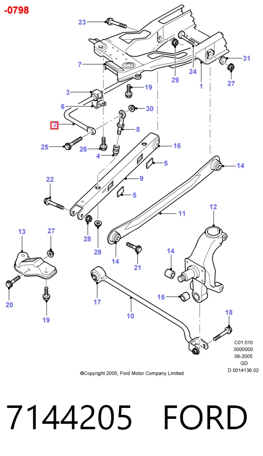 Стабилизатор задней оси Ford Mondeo I хэтчбек (GBP) (1993 - 1996) цена, от 74.27 USD