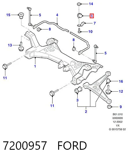7200957 Ford Разрезная втулка стабилизатора