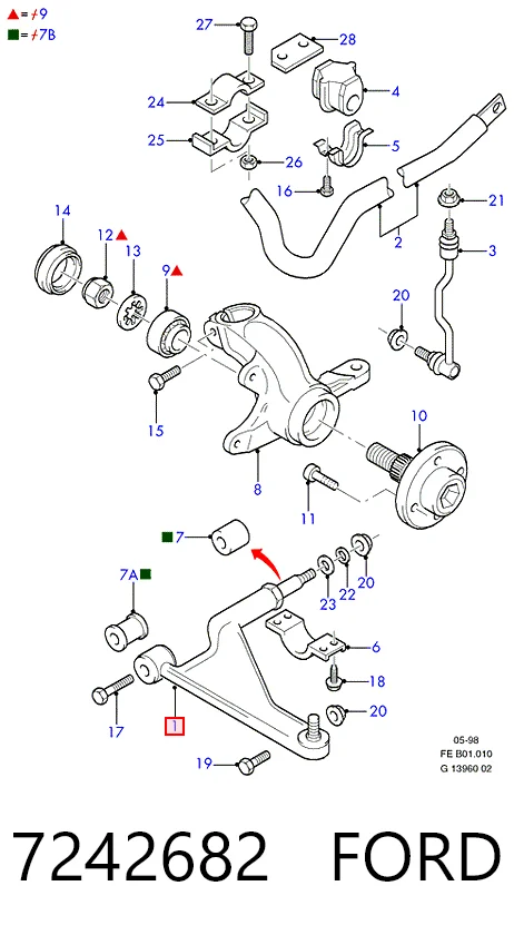 Левый рычаг передней нижней подвески Ford 95GB3051AG цена, от 133.47 USD