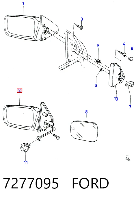 Зеркало заднего вида, левое Ford Scorpio II седан (GFR, GGR) (1994 - 1998) цена, от 30.58 USD